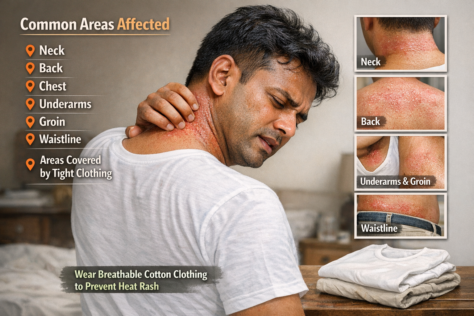 Breathable cotton clothing suitable for preventing heat rash