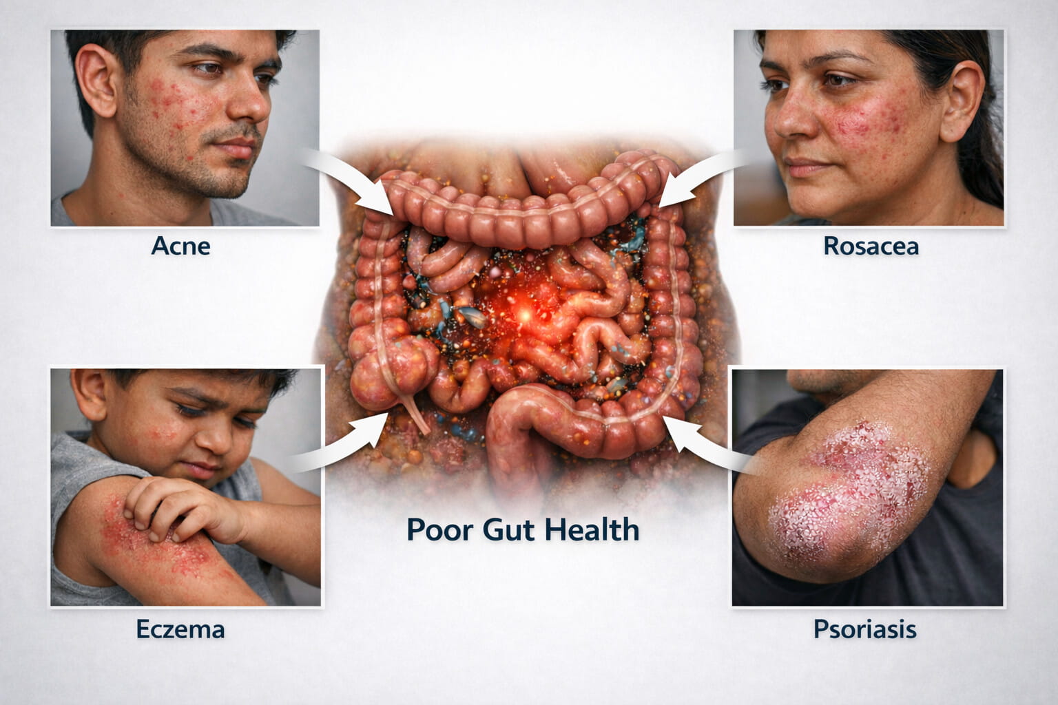 Common Skin Conditions Linked to Gut Health: Acne, Rosacea, Eczema, Psoriasis