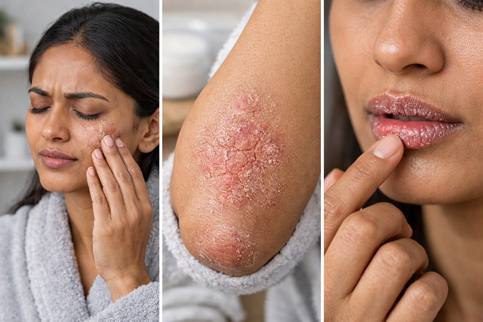 Common winter skin problems - dry skin, eczema, chapped lips