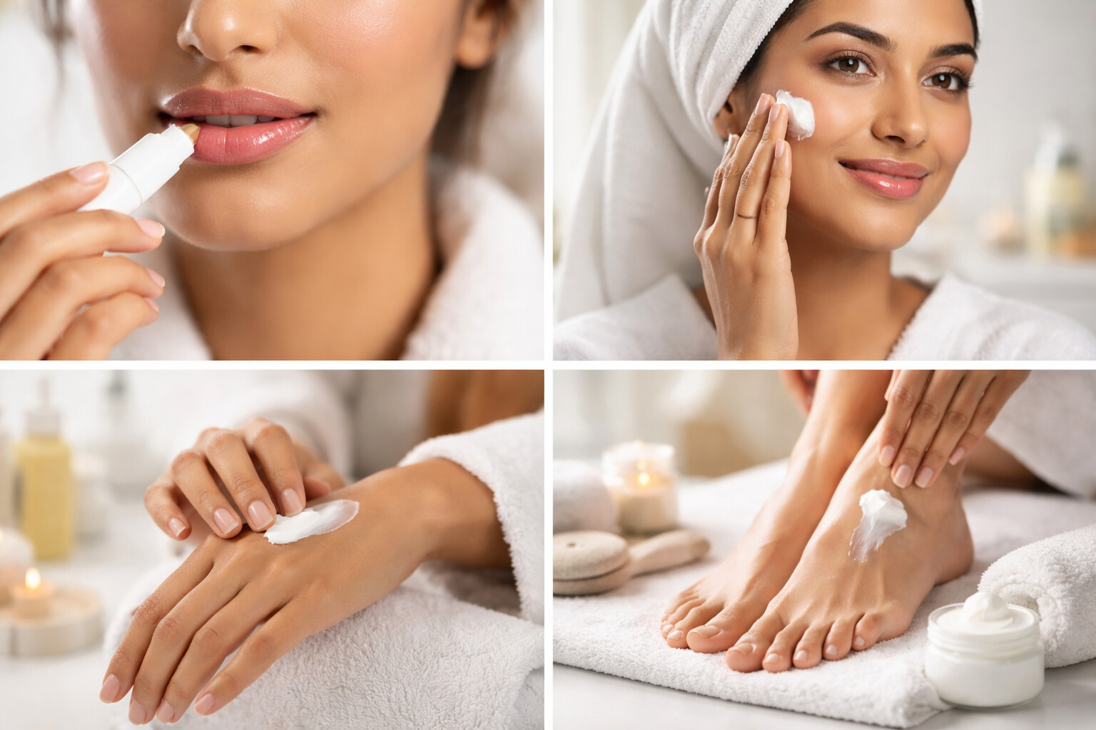 Winter care for face, lips, hands, and feet